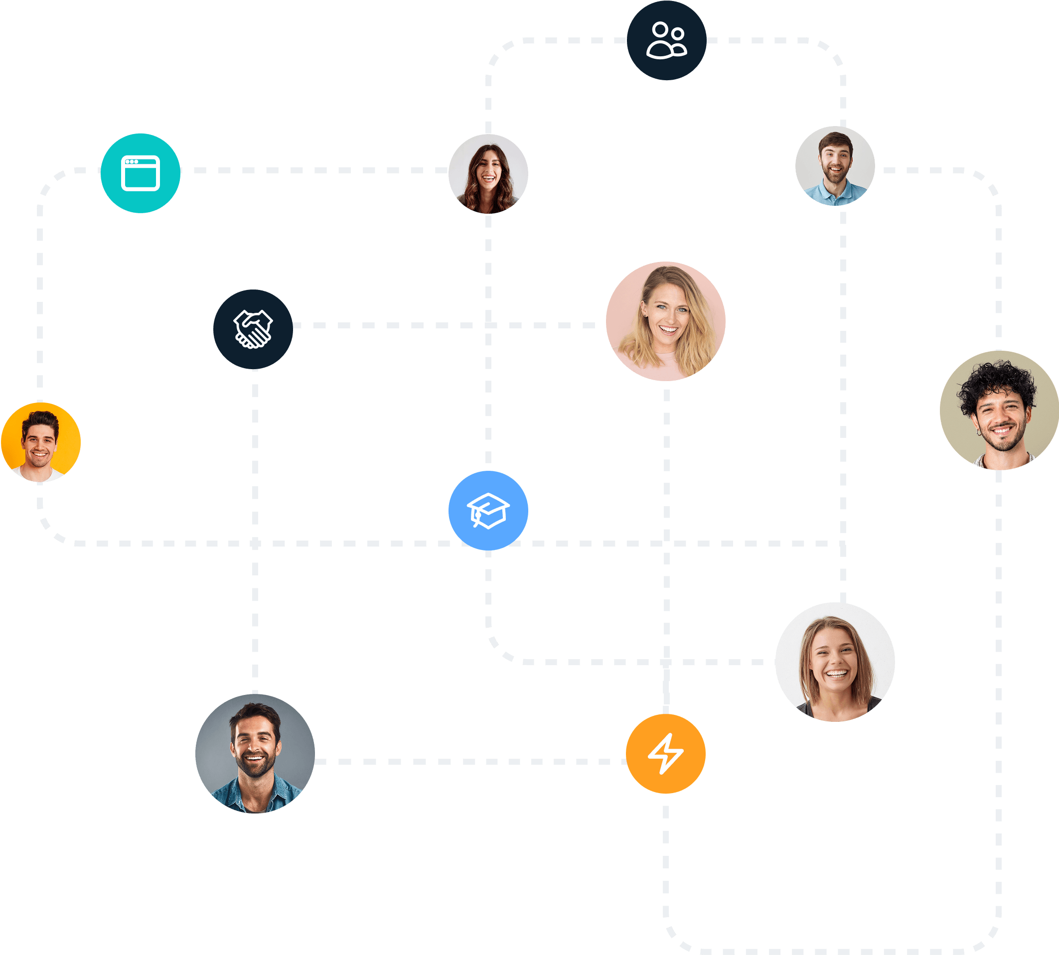 People in the community circle with AI icons