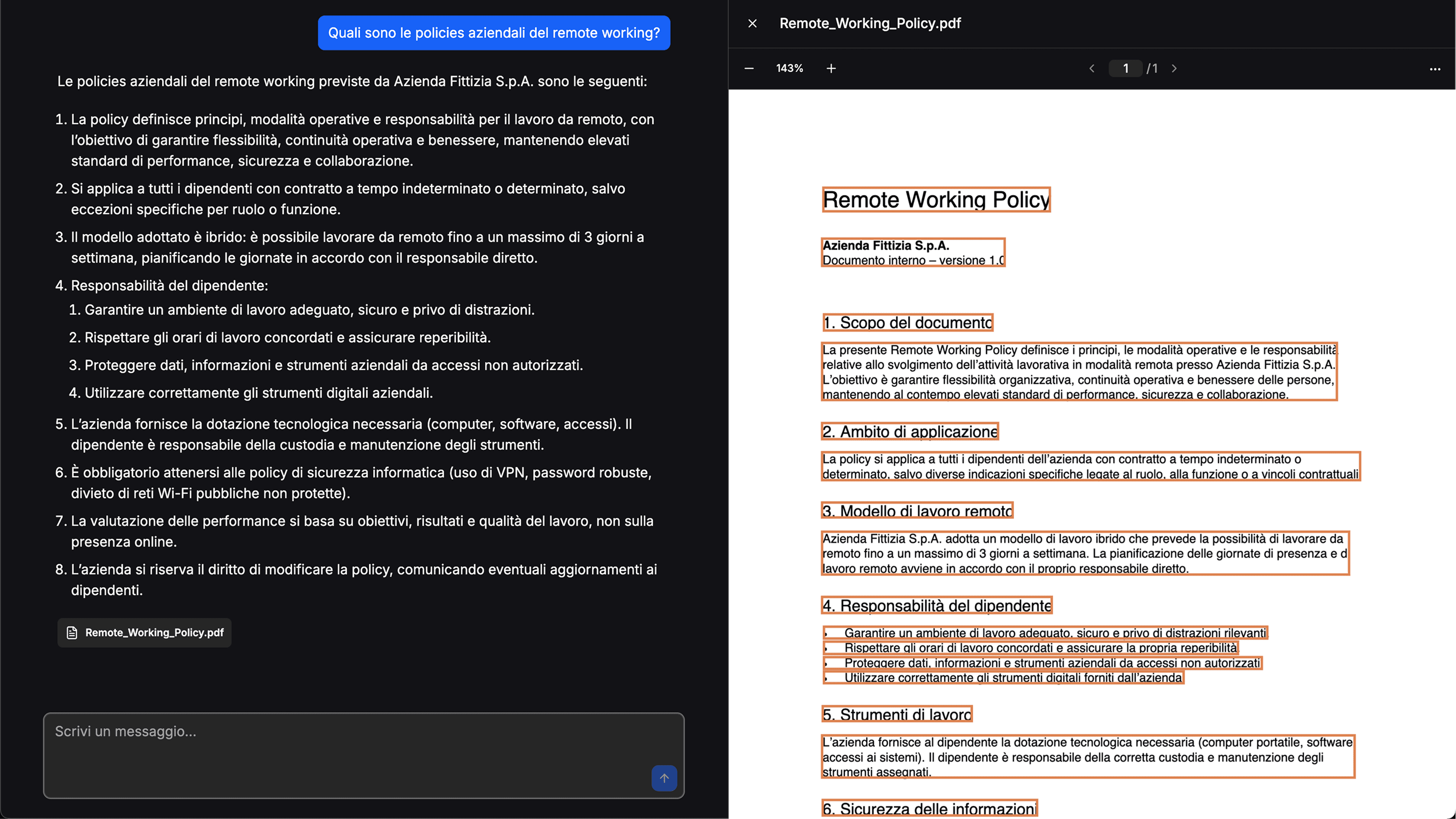 Interfaccia Dual Basement con risposte e fonti verificabili