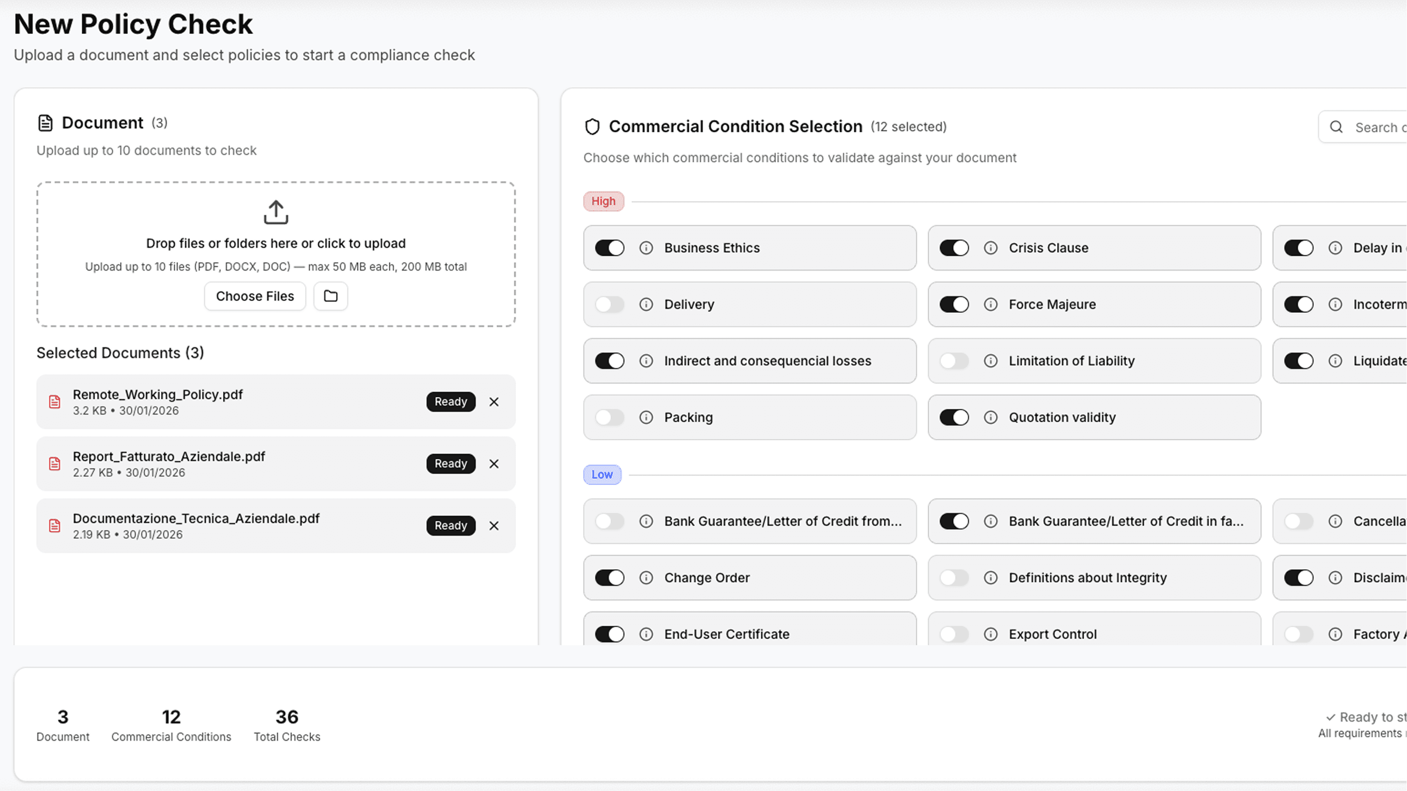 Interfaccia Dual Checker per regole e verifiche documentali